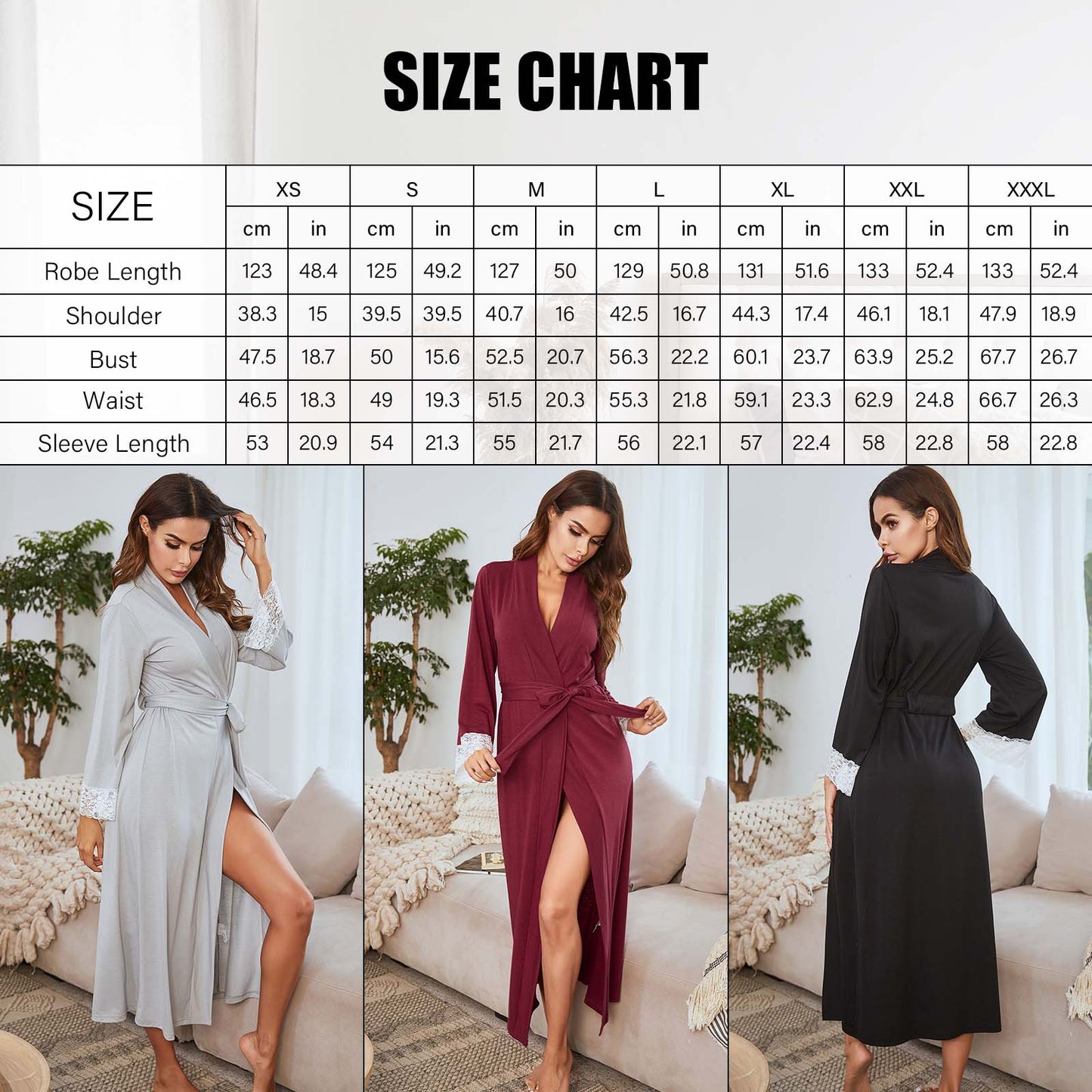 AMITOFO Long Robes for Women Lightweight Bathrobe Soft Cozy Ladies Housecoat Loungewear