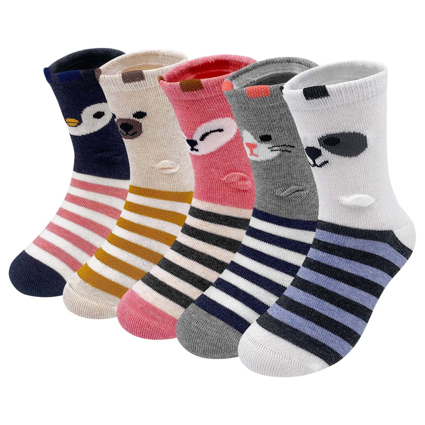 Girls Socks, AMITOFO Kids Socks Cartoon Socks, Cute Animal Fun Crew Fashion Funny Novelty kid socks,Cotton Socks Gifts, 2-12 Years, 5 Pairs