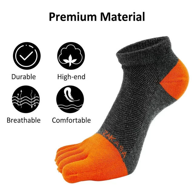 ZFSOCK Men's Toe Socks Low Cut Barefoot Running Socks No Show Breathable Five Toe Socks 5 Pairs Size 10-12