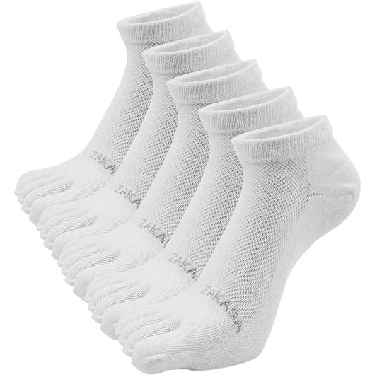 AMITOFO Toe Socks for Men Athletic Running Ankle Socks Breathable Mesh Low Cut Barefoot Five Finger Toe Socks, 5 Pairs