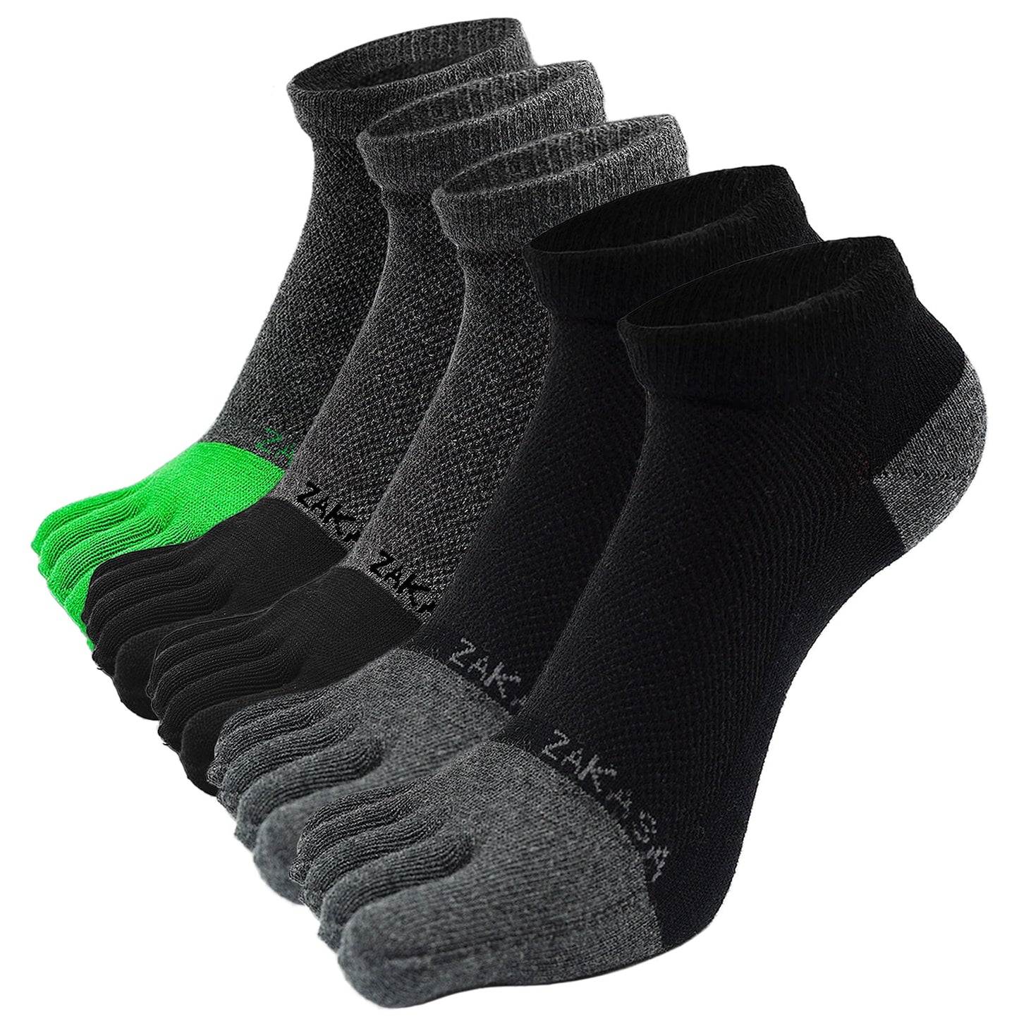 AMITOFO Toe Socks for Men Athletic Running Ankle Socks Breathable Mesh Low Cut Barefoot Five Finger Toe Socks, 5 Pairs