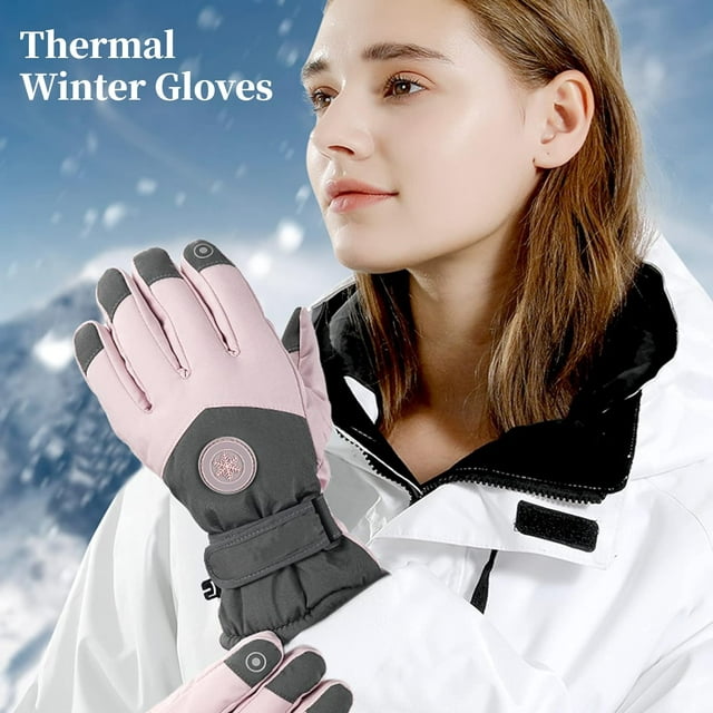 ZFSOCK Winter Gloves, Women Men Snow Ski Gloves with Warm Thermal Fleece Touchscreen Waterproof Windproof Gloves for Skiing Sledding Cycling Snowboarding, Gray