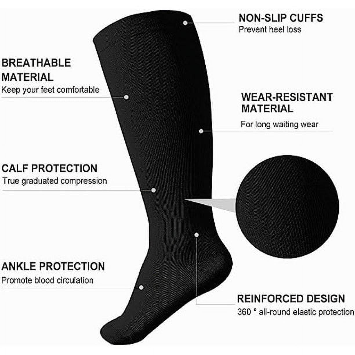 2 Pairs Wide Calf Compression Socks for Women Men ZFSOCK Circulation 20-30mmHg Plus Size Knee High Support Stockings for Medical | Circulation | Nurses | Running | Travel,Beige Black 4XL