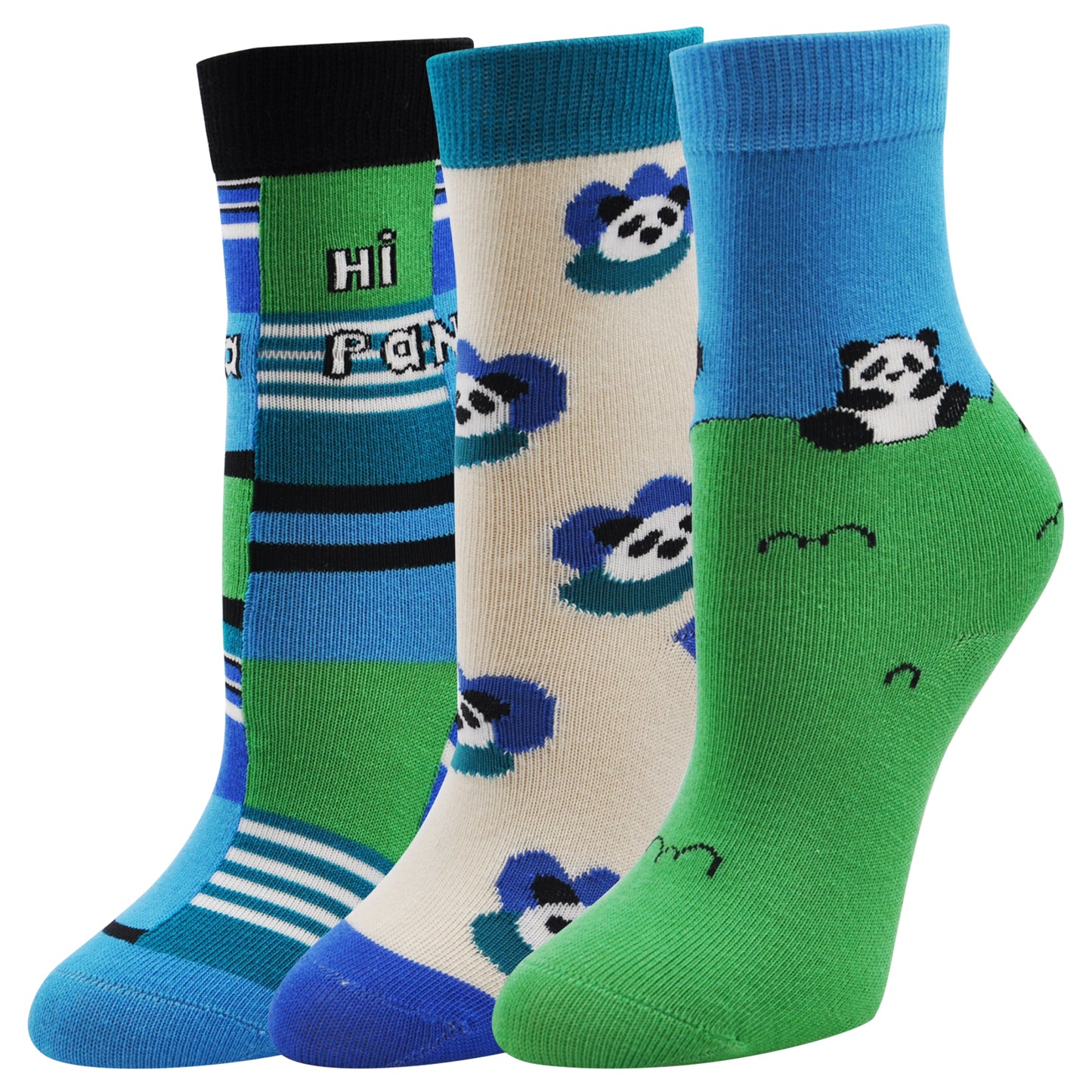 ZFSOCK Boys Socks 3 Pairs Kids Soft Cotton Crew Socks Cute Panda Animal Socks for Children Boys Girls 2 -11 Years