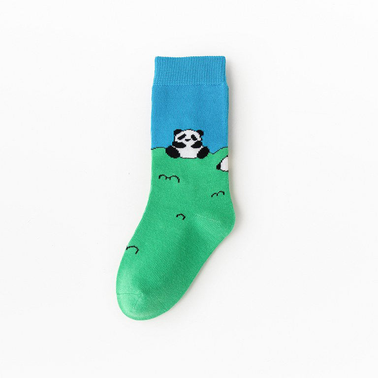 ZFSOCK Boys Socks 3 Pairs Kids Soft Cotton Crew Socks Cute Panda Animal Socks for Children Boys Girls 2 -11 Years