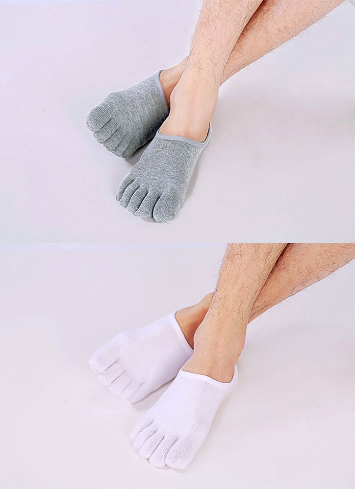 AMITOFO No Show Socks for Men Running Toe Socks Non Slip Invisible Low Cut Sock Cotton Five Finger Liner Sox , 4 Pairs