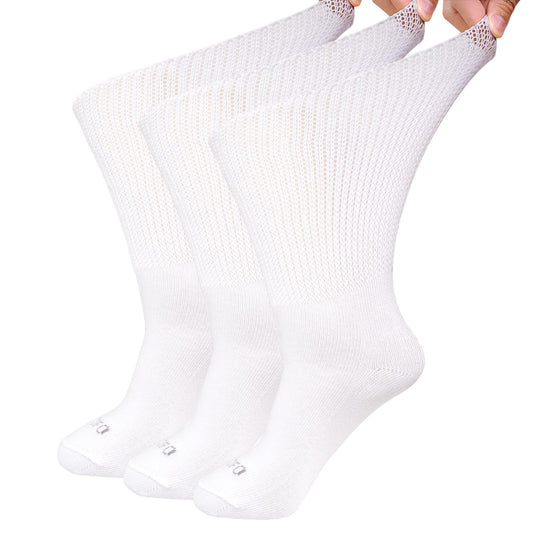 Diabetic Socks, AMITOFO 3 Pairs Diabetic Socks for Men Women Extra Wide Calf Size 10 13 for Swollen Feet, Cotton Edema Bariatric Must Haves Neuropathy Socks