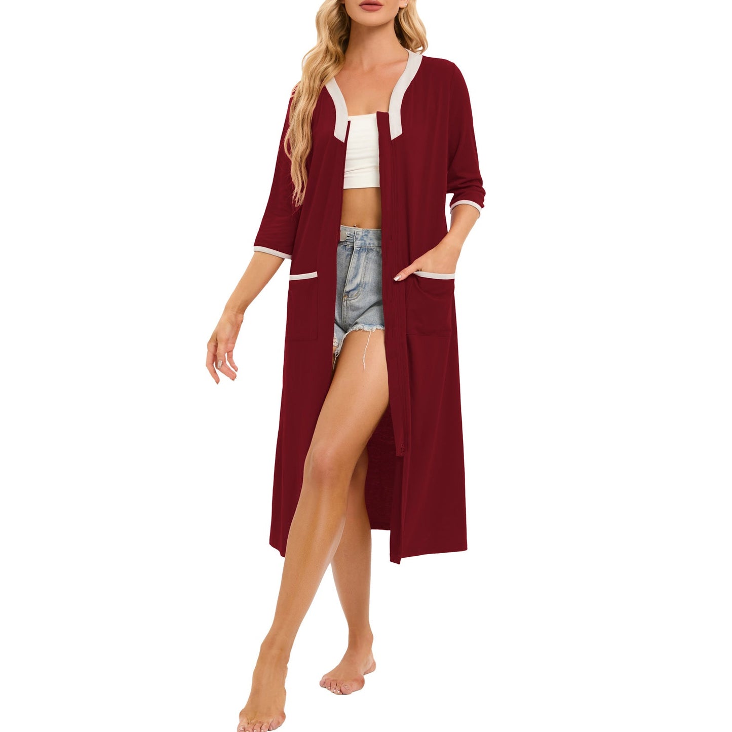 ZFSOCK's Women's Zip-Up Dressing Gown - Comfortable and Stylish Loungewear