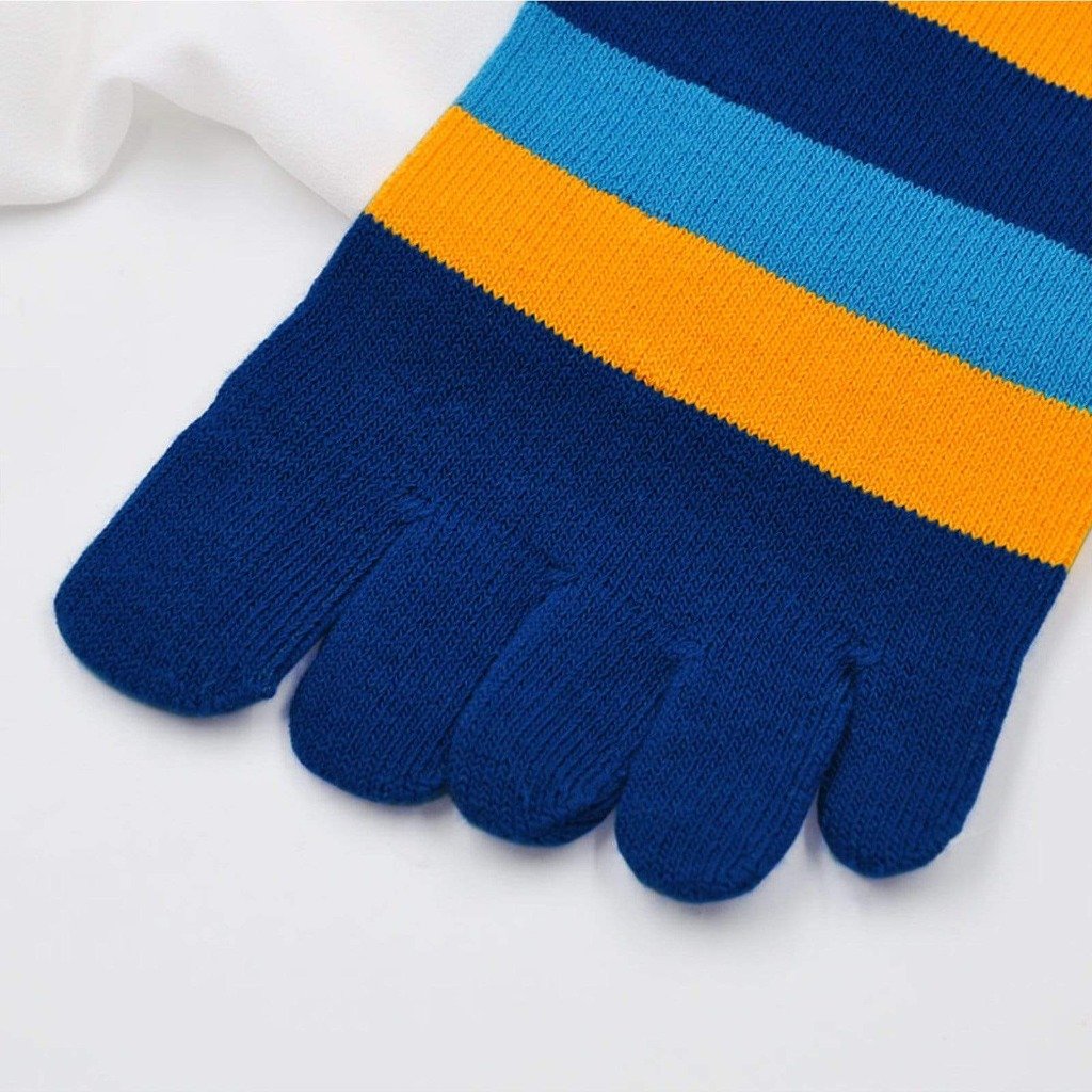 blue 5  finger striped socks for men