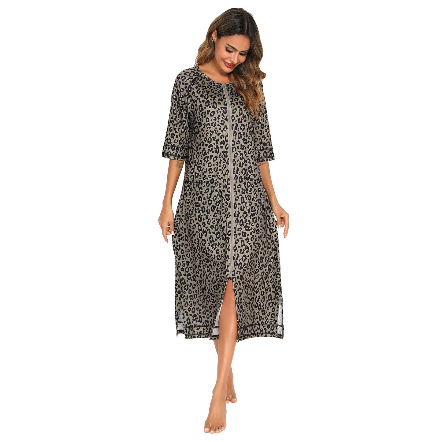 ZFSOCK's Women's Zip-Up Dressing Gown - Comfortable and Stylish Loungewear