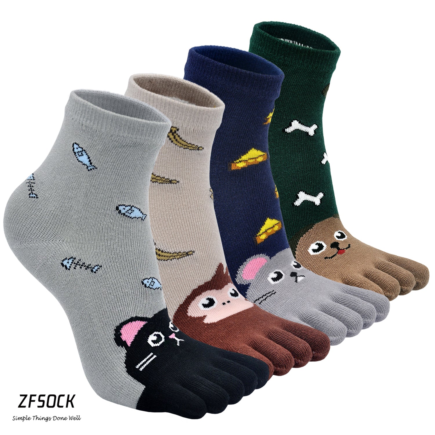 cute five finger socks animal design for kids