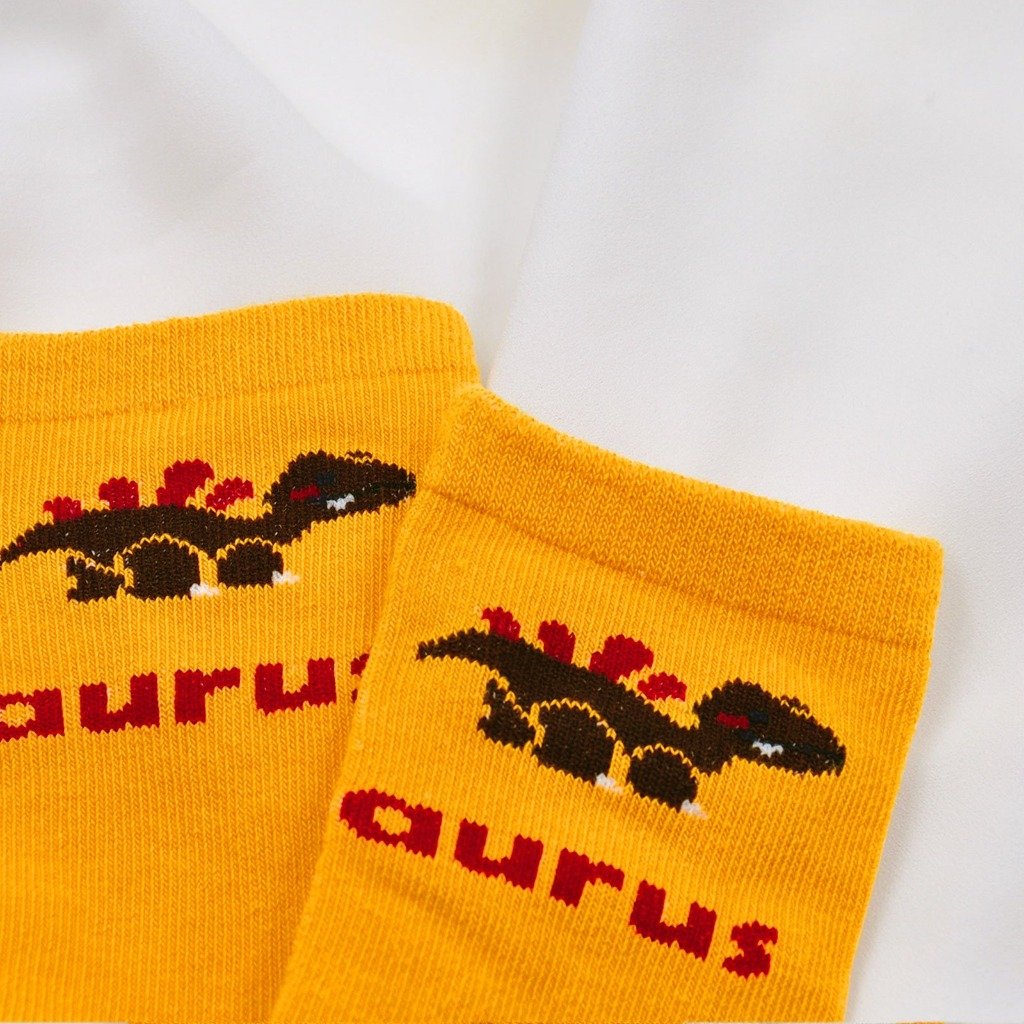 yellow dinosaur crew socks for kids