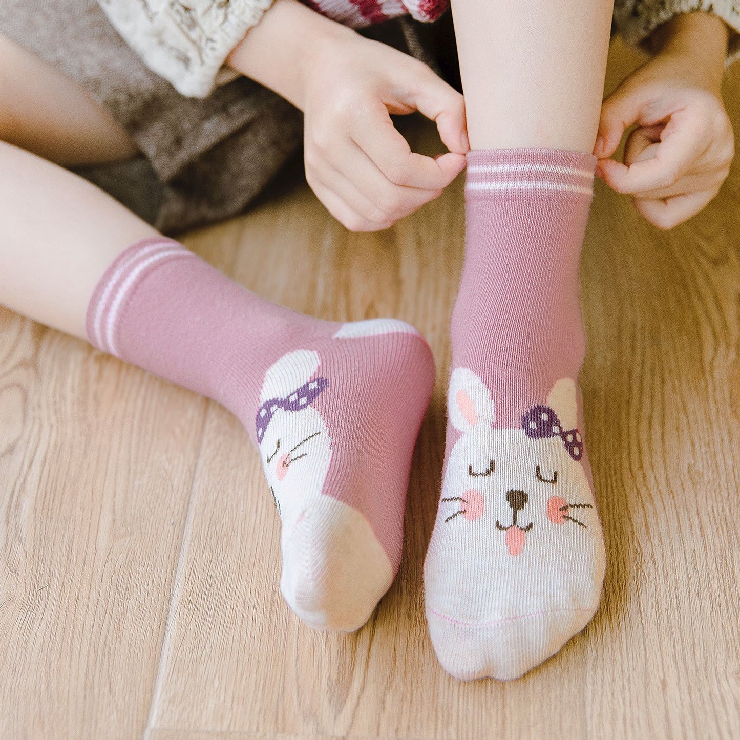 ZFSOCK Cute Bunny Rabbit Design Socks for Girls, 5 Pairs