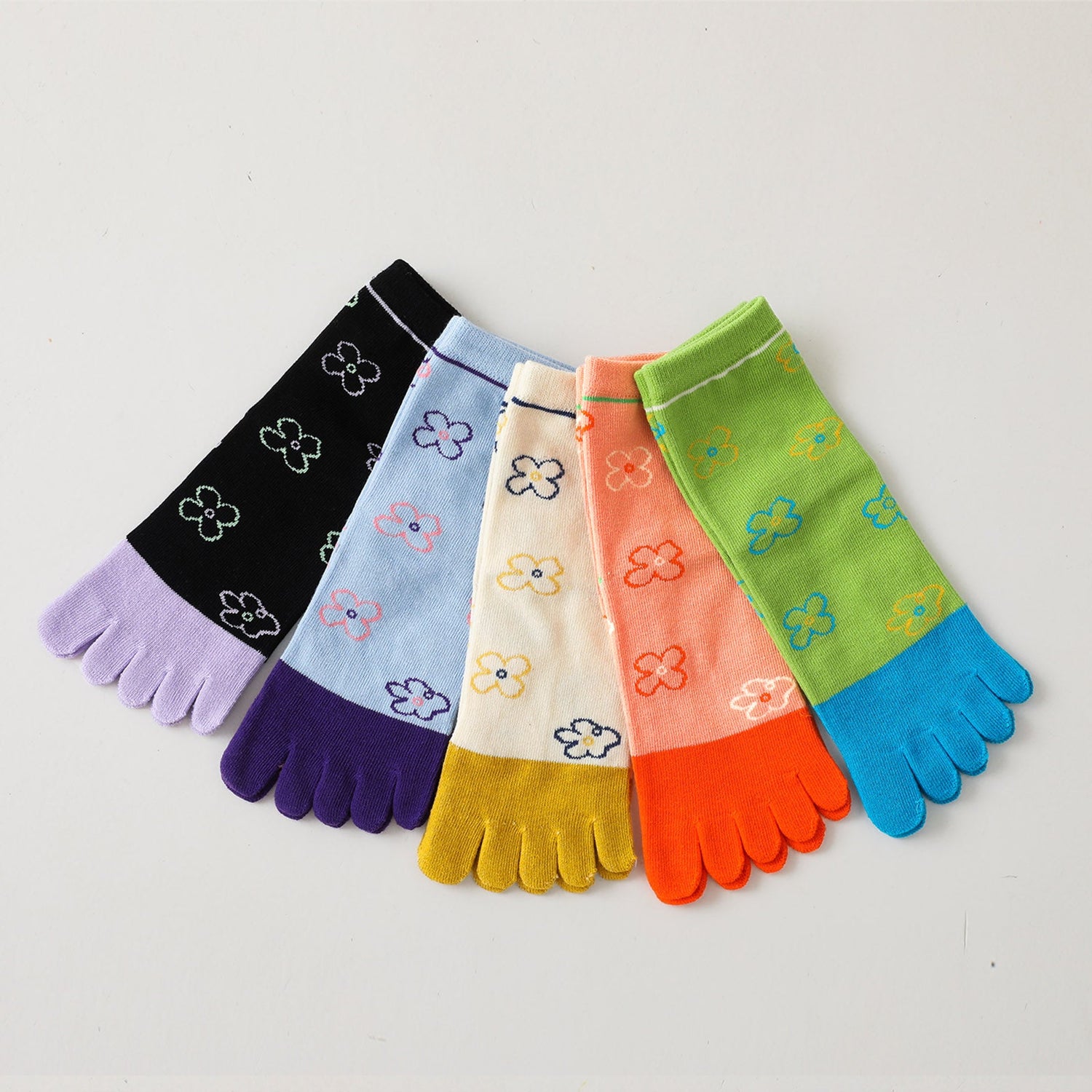 colorful summer five finger socks