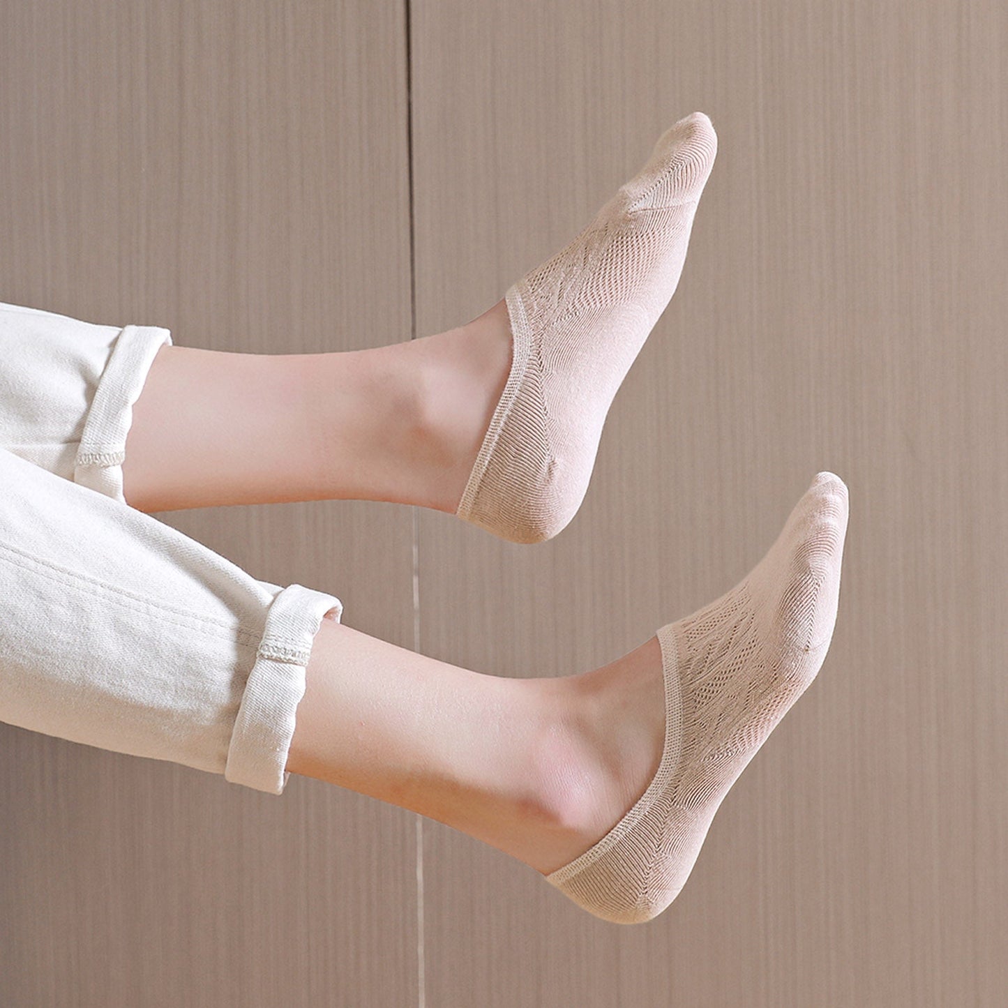 beige no show socks for women