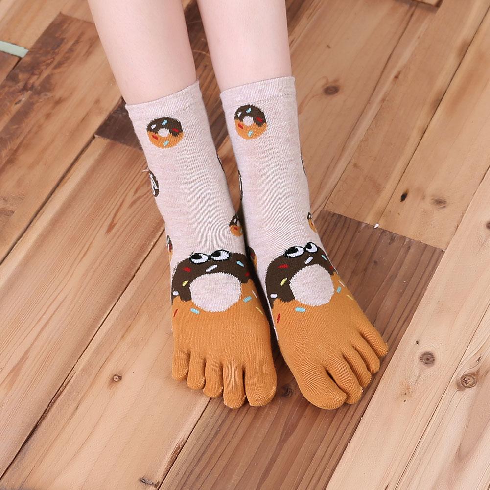 cute donut 5 finger socks for women