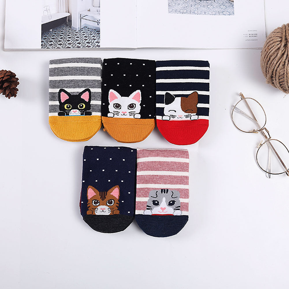 ZFSOCK's Anti-Slip Cat Socks for Women - Cute and Practical Footwear (5 Pairs)