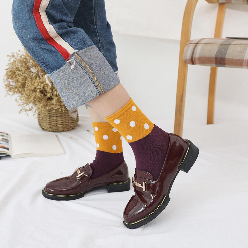 yellow polka dots crew socks for women