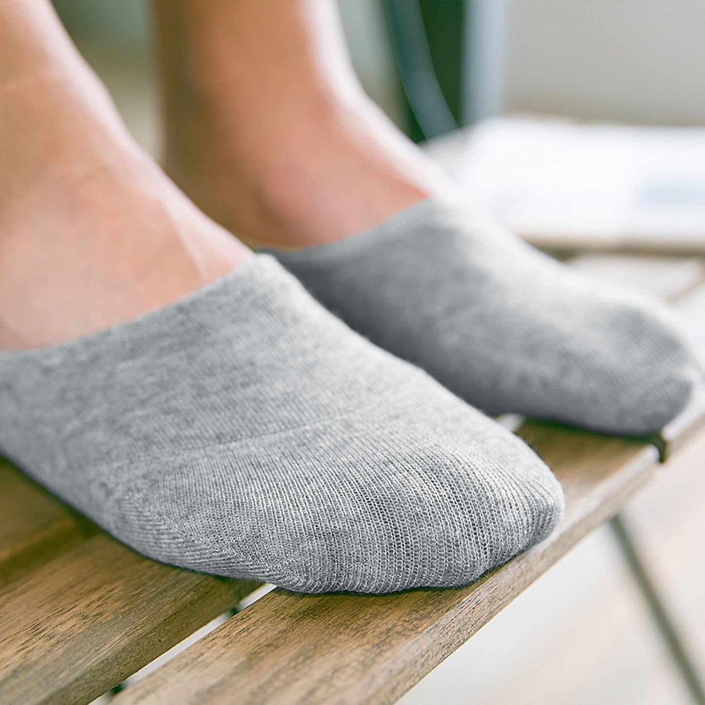 grey cotton no show socks