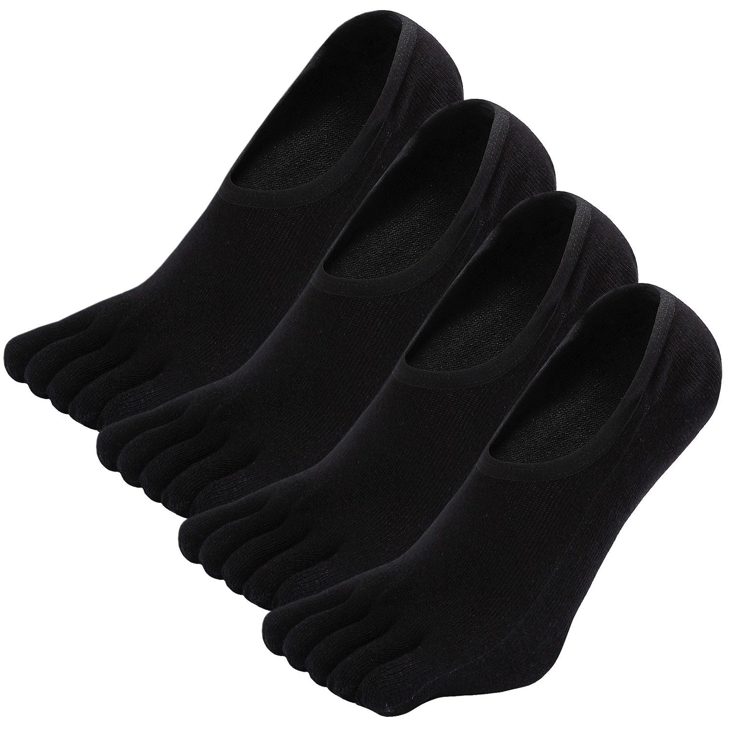 ZFSOCK's 5 Finger No-Show Neutral Colors Anti-Slip Men's Socks - Comfortable and Secure (4 Pairs)