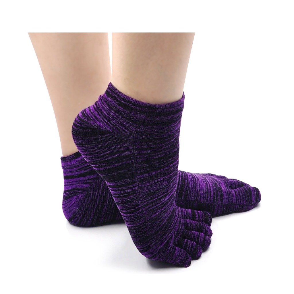 purple 5 finger ankle socks for men