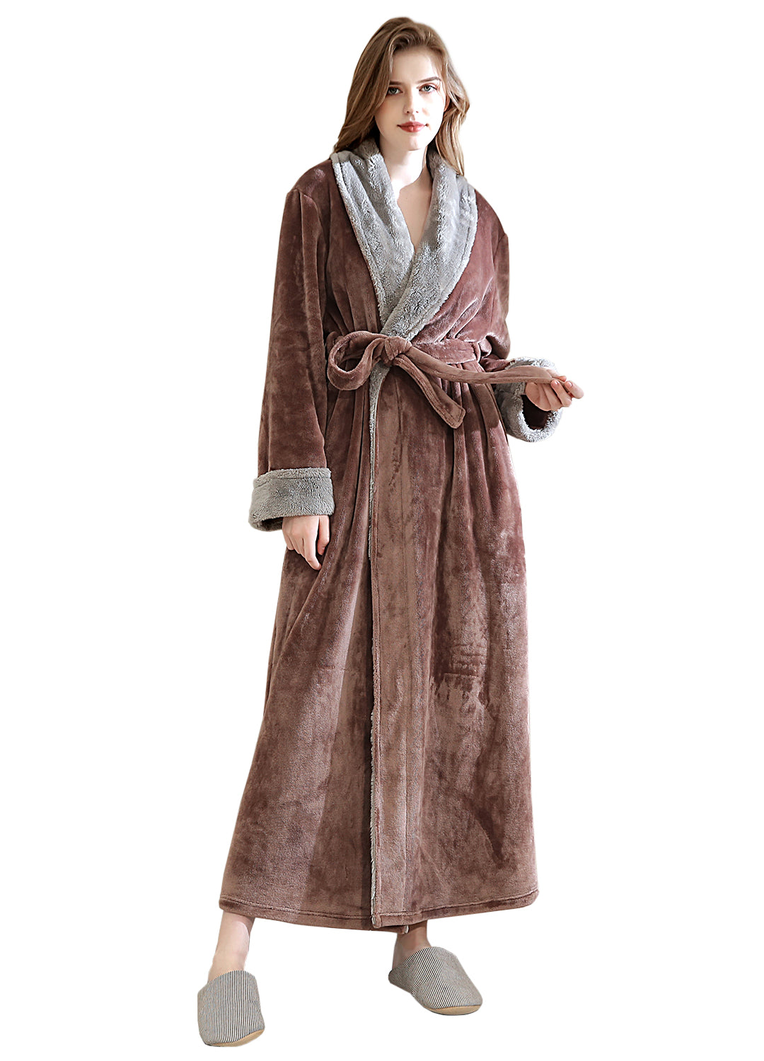 AMTOFO Classic Design Fluffy Dressing Gown Bathrobe Unisex Winter Wedding Bathrobe