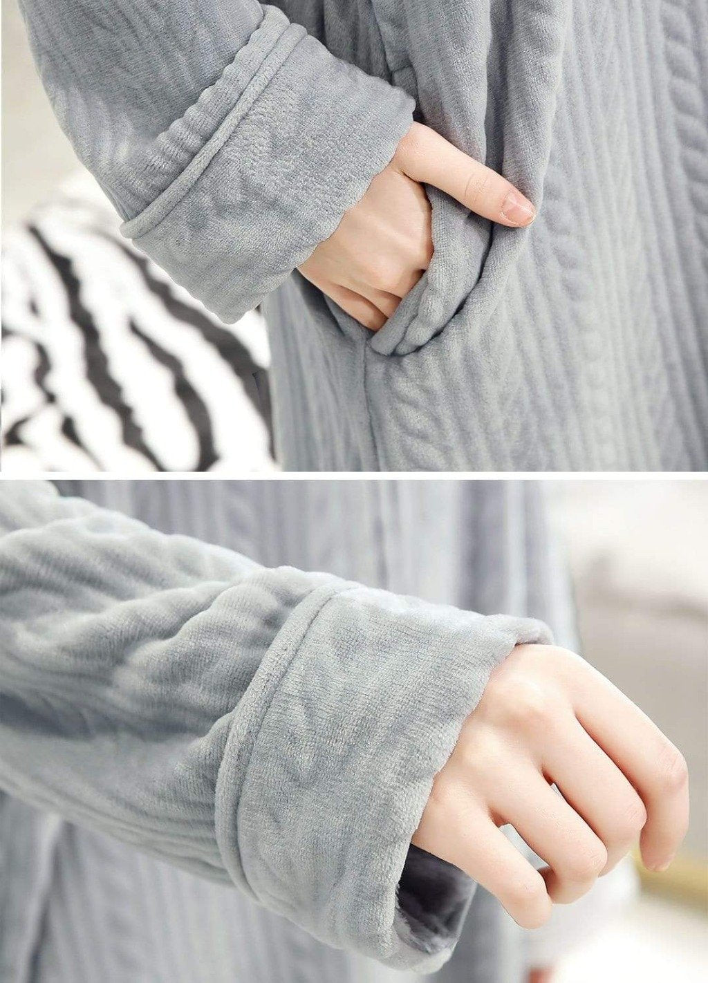 smooth warm grey bathrobe