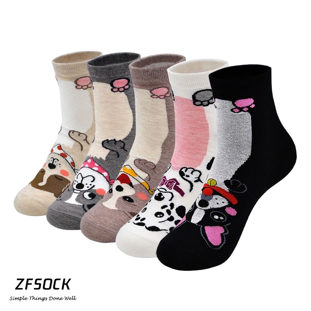 ZFSOCK Cute Dog Design Socks for Women, 5 Pairs