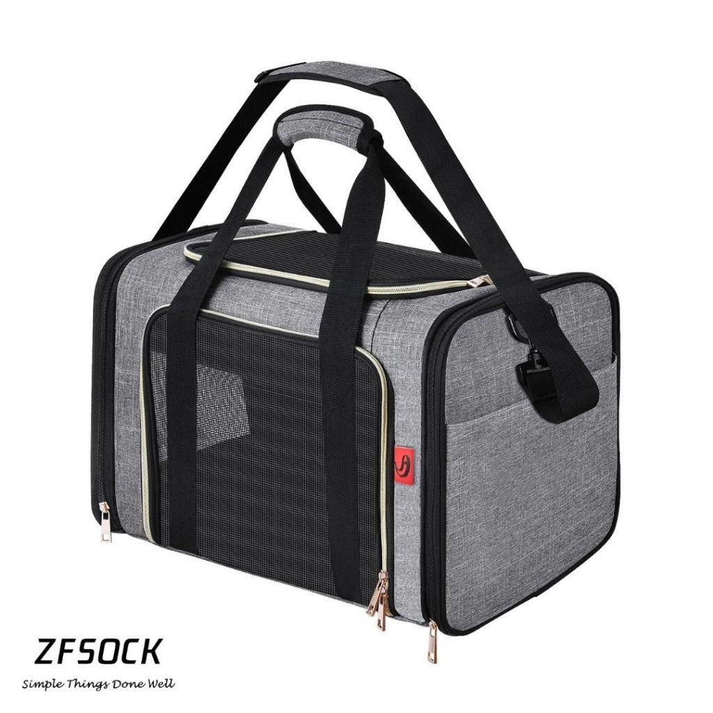 light grey pet carrier