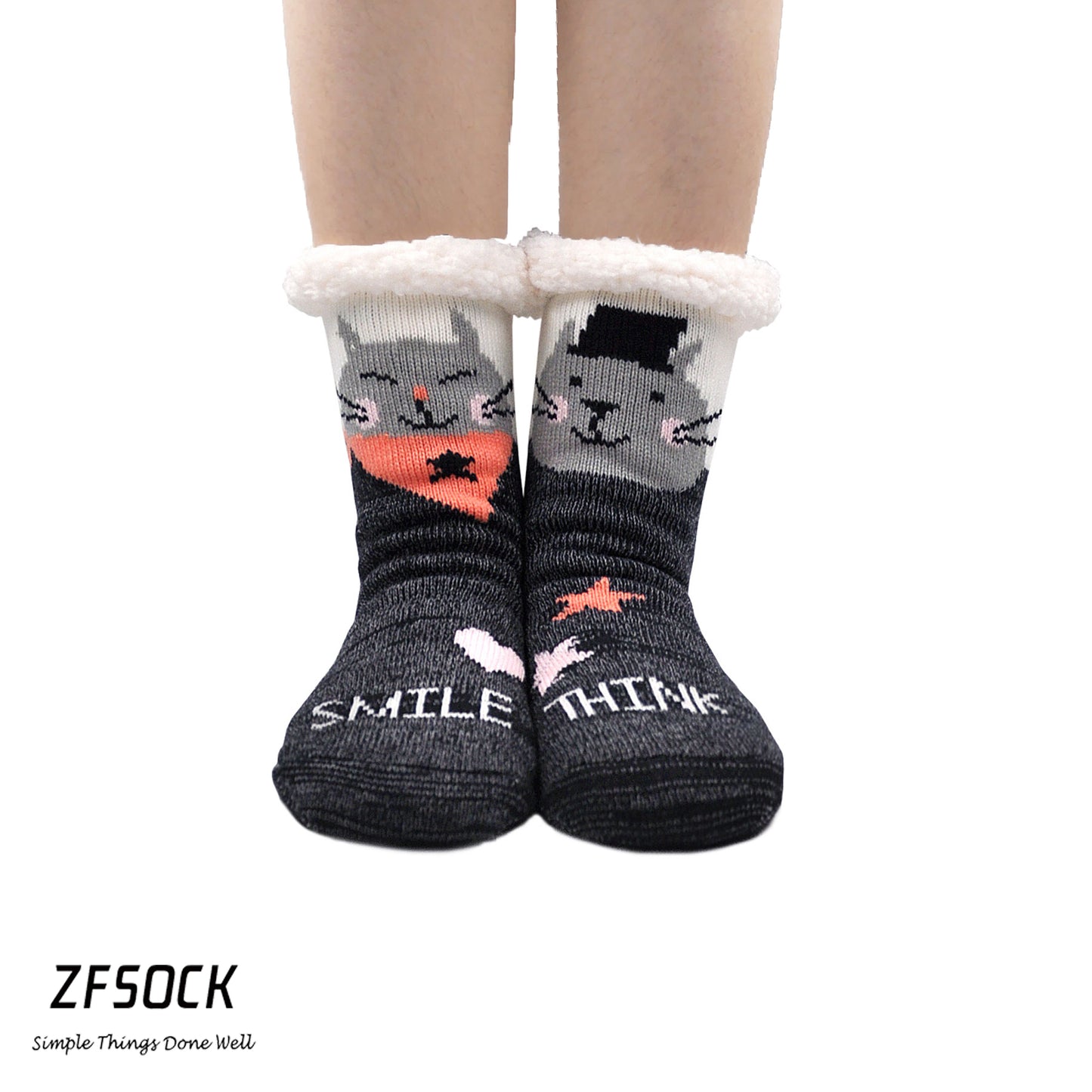 Zfsock's Slipper Winter Animal Socks with Non-slip Grip for Women